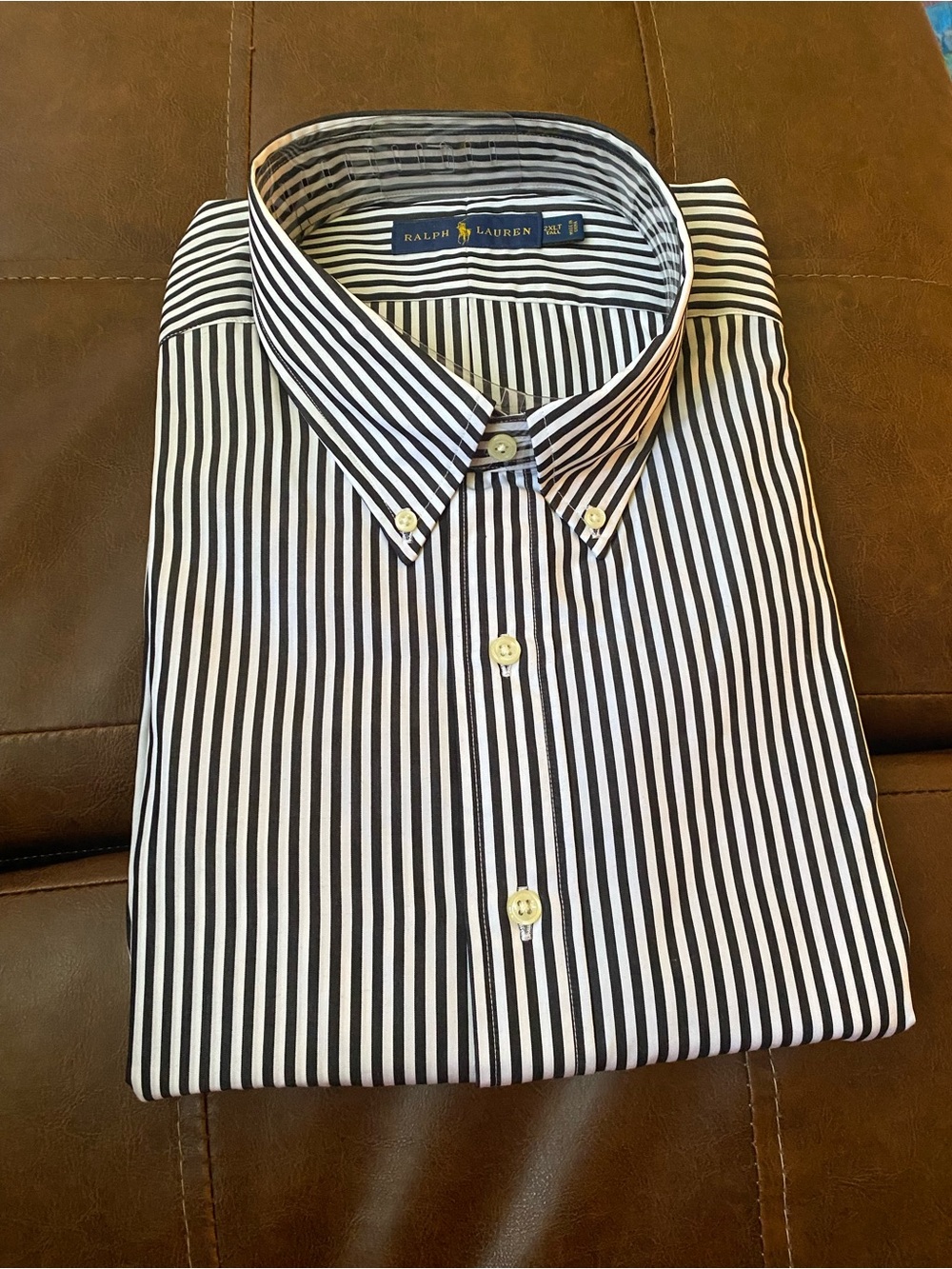 Ralph Lauren Black & White Vertical Stripe Button-Down Shirt